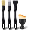 4 Pcs Car Detailing Brush Set, Boars Hair Ultra Soft Detailing Brushes for Interior Exterior, Multi-Use Cleaning Tools for Air Vents, Wheels, Leather