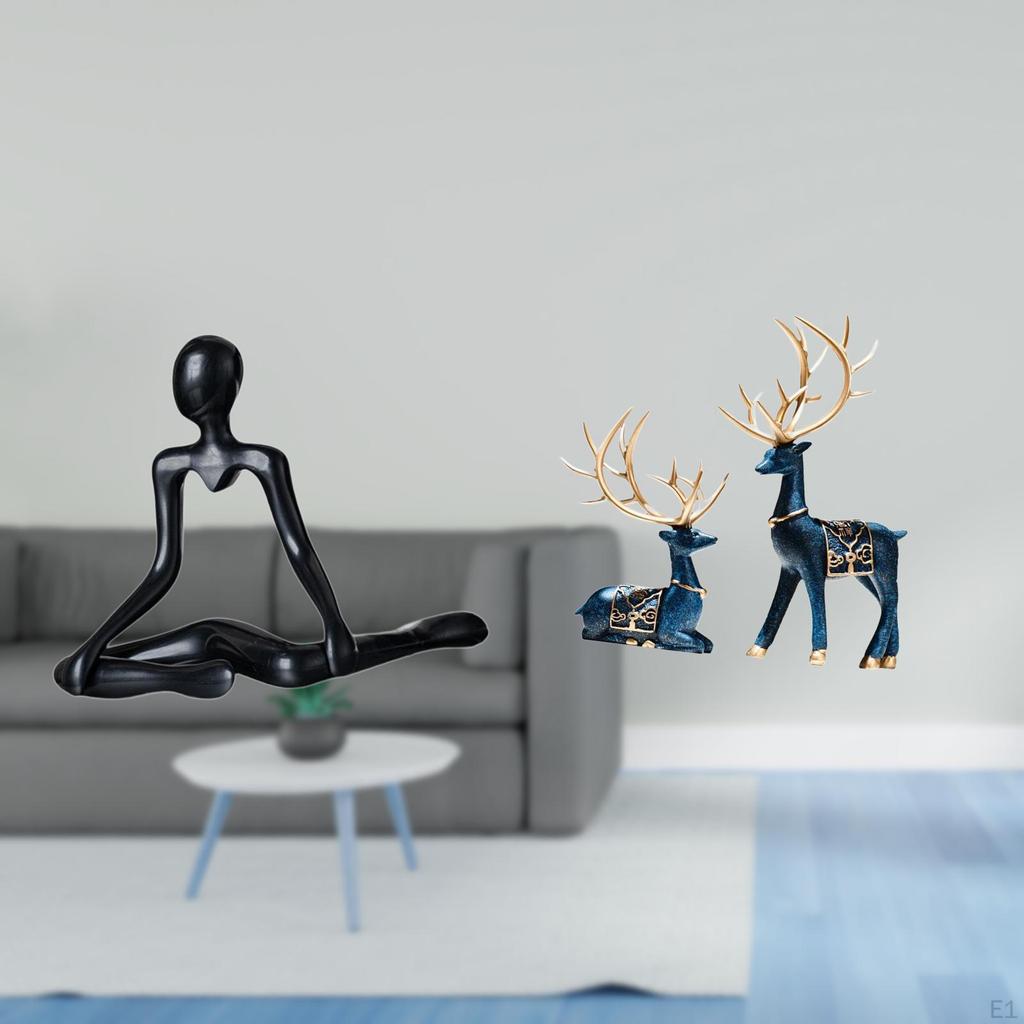 Creative Abstract Thinker And Reindeer Statue Figurines Unique Decorative Sculpture Ornament for