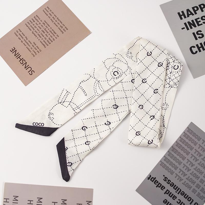 

Элегантный белый шарф-лента: Универсальная повязка для волос и украшение для сумки для женщин 90 cm