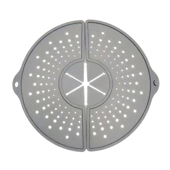 Anti-splash Oil Cover Foldable Silicone Splash Guard for Cooking Pots with Ventilation Steam Release Heat Resistant Lid for Kitchen Use серый