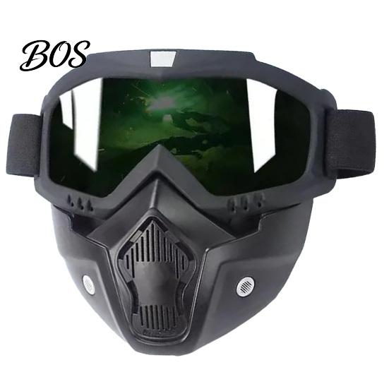 Metal Fabrication Eye Protection Full Face Goggle Mask, Detachable Cycling Goggles Mask with Anti-Fog HD Lens Protective Eyewear Lens, Large