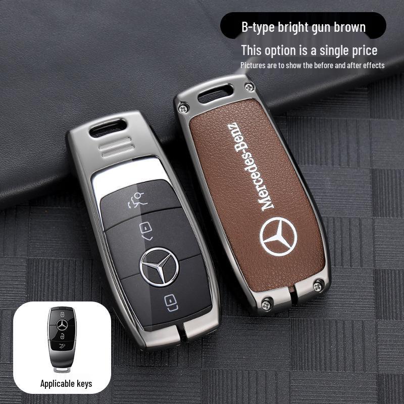 Mercedes-Benz E-Class Leather Key Cover for E300, E260L, C260, GLC300L, and GLE.