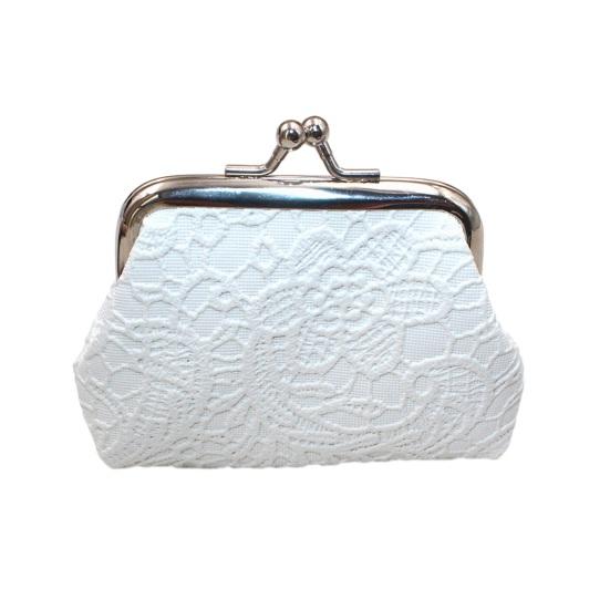 Embossed Lace Coin Purse, Kiss Lock Closure Coin Pouch, Women Small Change Purse for Cash Coins Cards