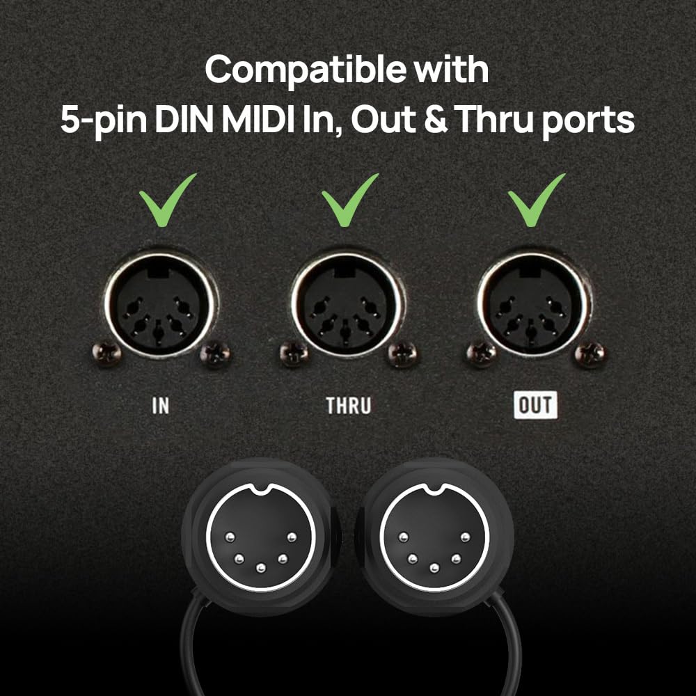 CME MIDI Mirrored Angle Plugs for Compact Spaces Ideal for MIDI Pedal and Cables, 4-Pack - 2ft/60cm, 5-Pin DIN, Slim-Fit 45-Degree Ultra-Slim -