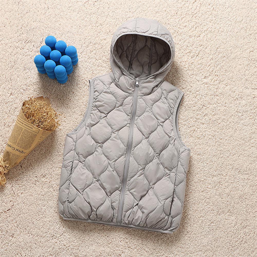 Thin and light hooded stand-up collar rhombus down jacket women's winter fashion warm white duck down casual top tide