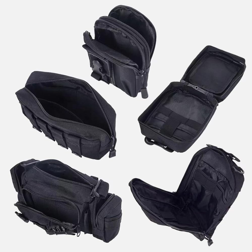 MOLLE Vehicle Universal Car Seat Back Molle Panel Organizer Storage Bag with 5 Detachable Molle Pouches Organizer, Organizer,