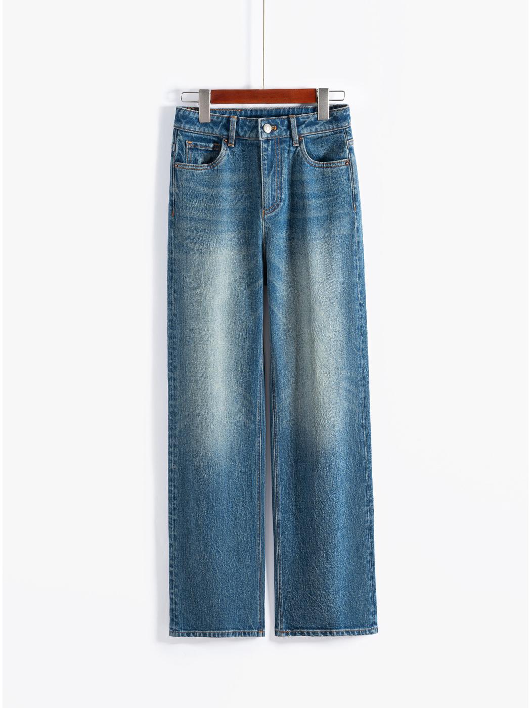 

Turkish Women s Jeans: High-Quality Straight Wide-Leg Pants - Perfect for Cracked Walls! 30 синий