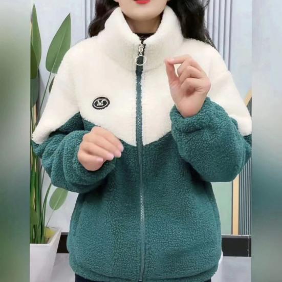 

Женское зимне-осеннее пальто, утолщенное плюшевое воротник-стойка, застежка-молния с длинным рукавом, повседневный кардиган, теплые карманы для удержания тепла, женская куртка больших размеров