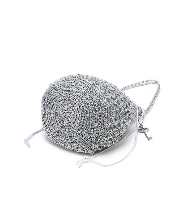 Athe Vanessabruno Silver Metal Knitting Shoulder Bag M Aaba6E811Sv