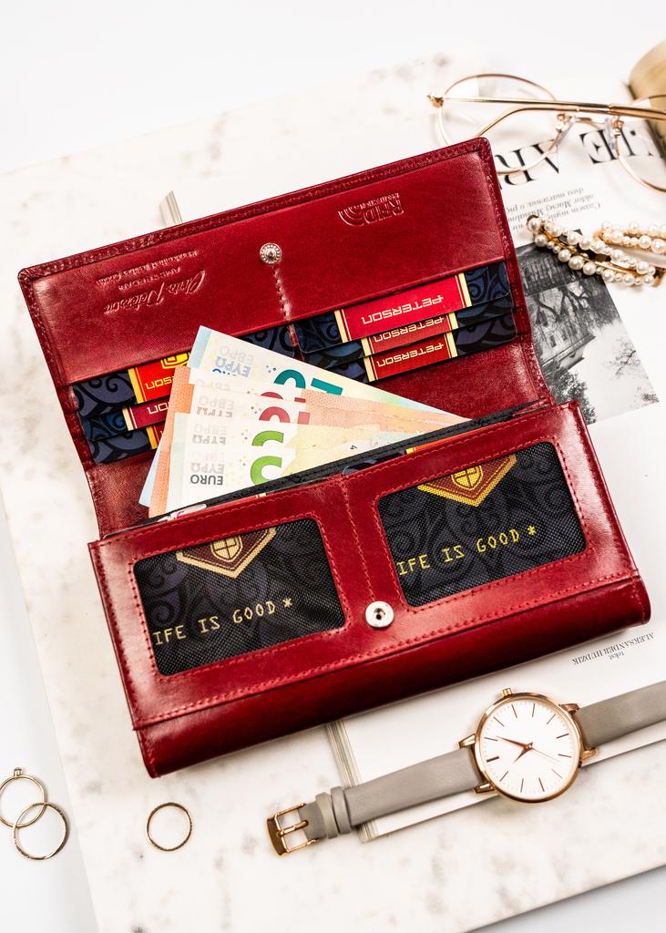 Women's leather wallet PTN 1680144-TVT-6592 Red