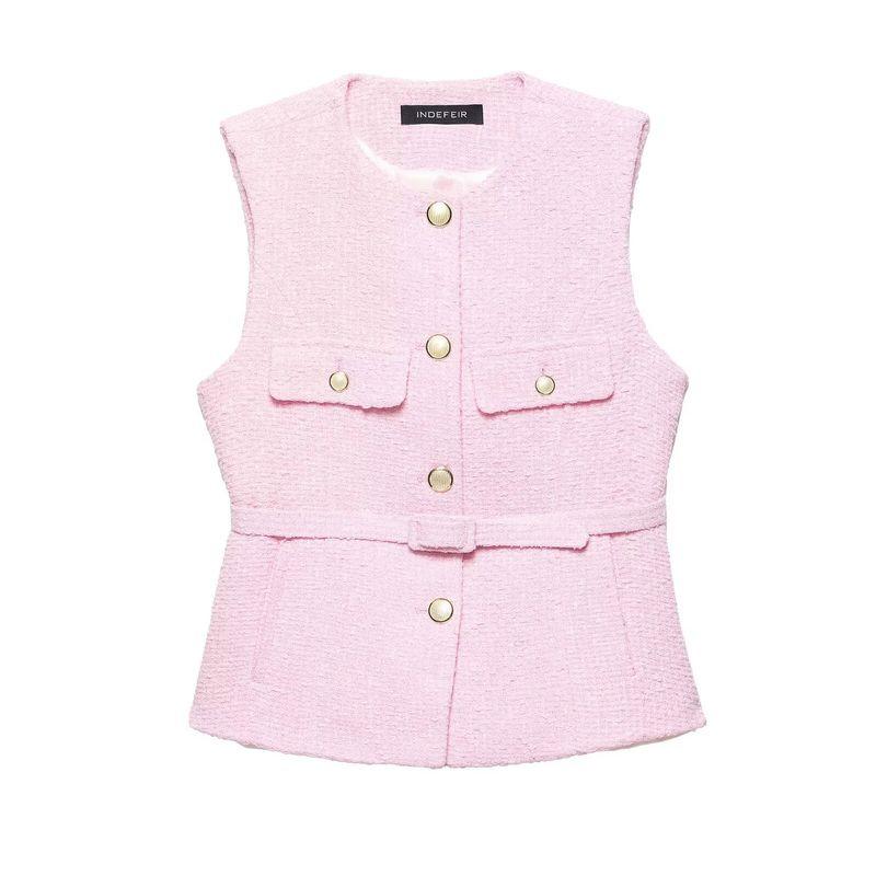 Kaslead New Arrival Women's Clothing Fashion Style Fashion All-Match with Belt Texture Vest 2132091 620