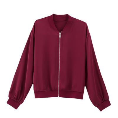 Acetate Satin Baseball Uniform Spring New Product Casual Loose Long-sleeved Cardigan Jacket Short Jacket Women's Top