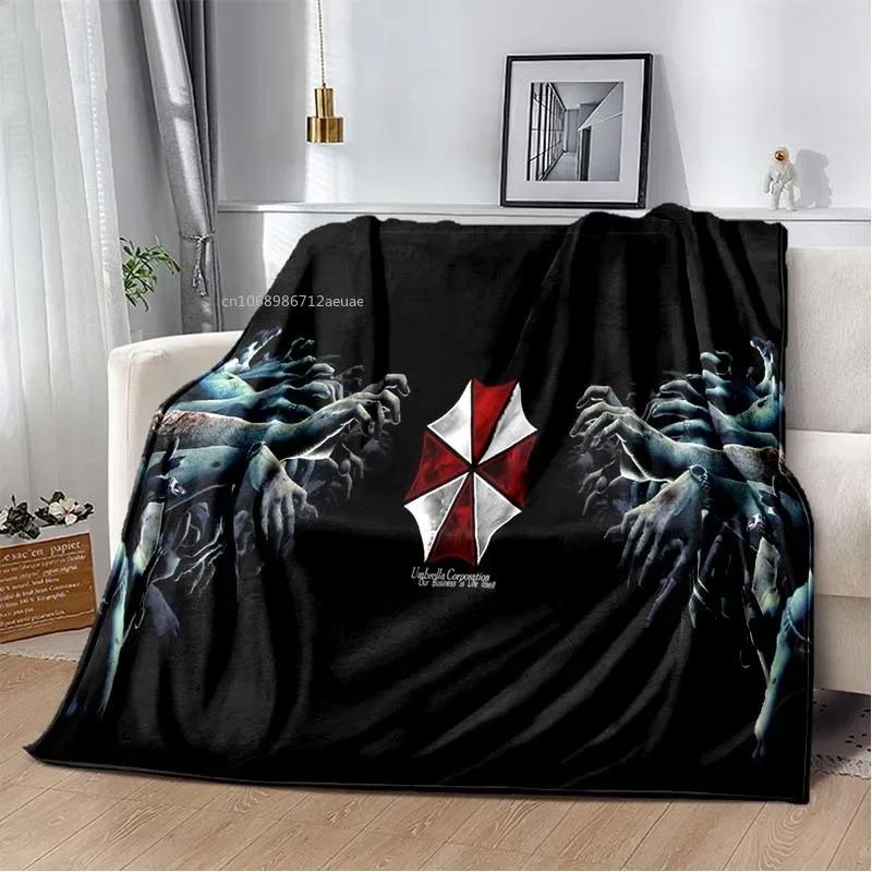 R-Resident Evil Game Gamer Soft Plush Blanket Leon Ada Red Umbrella Blanket for Living Room Bedroom Bed Sofa Picnic Office Cover
