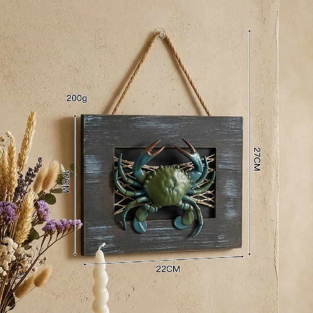 

Rustic Coastal Crab & Lobster Wall Decor – Wooden Nautical Art With Fishing Net – 2 Styles, 22x17cm – For Living Room, Bathroom, Kitchen A