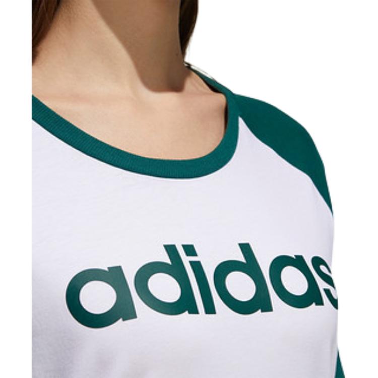 Adidas Neo Logo Print Casual Sports Round Neck Short Sleeve T-Shirt Women Tops Green GL1177