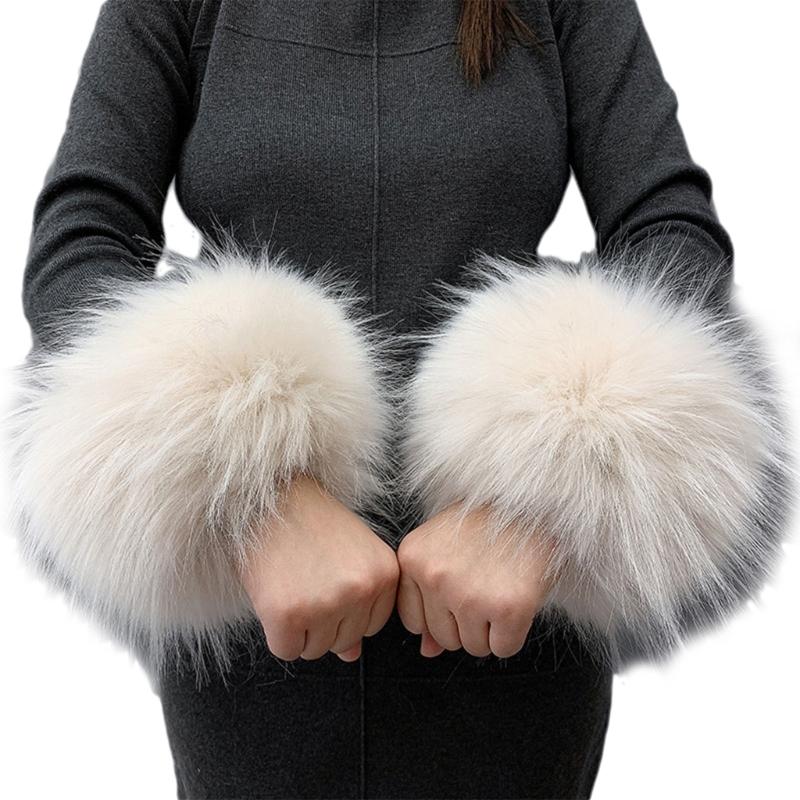 Faux Fur Cuffs Arm Warmers Furry Wrist Cuffs Holiday Costume Accessory for Women