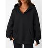 Women's Fashion Casual Solid Color Pocket Long Sleeve Hoodie
