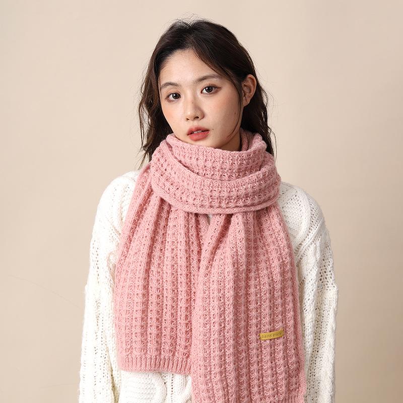 

Knitted wool red scarf women s winter new versatile high-end warm couple scarf student 170*25 синій