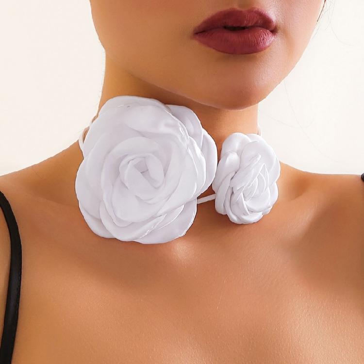 2 Stück/Set Super Fee Halskette Retro Rose Blume Schnürung Choker Halsketten Damen Blumiger Anhänger Schlüsselbein Kette