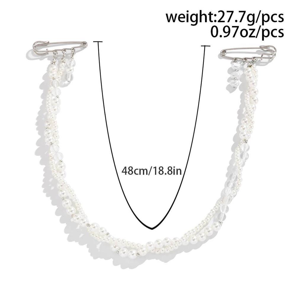 IngeSight.Z 2026 Punk Hip-Hop Imitation Pearl CCB Beads Chain Brooches Multilayer Tassel Double Pin Brooch Suit Clothes Jewelry