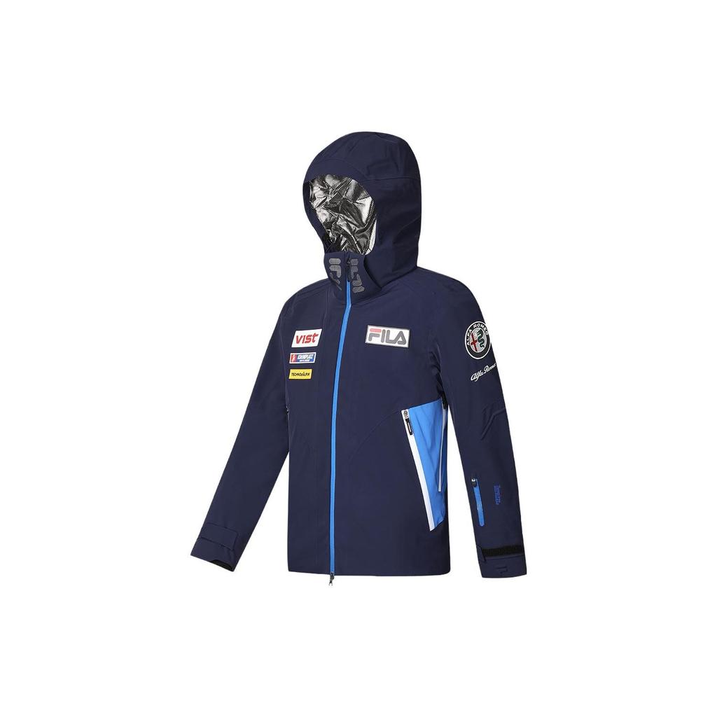 Fila Letter Logo Printed Hooded Ski Jacket Men Jackets Royal-Blue A11M346921F-NV
