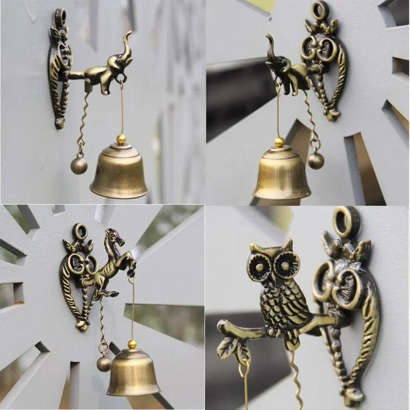 Retro Anmial Figure Decorative Doorbell Wind Chime Shopkeeper Doorbell Door Knocker for Storage Room Garden Porch Front Entrance Home Decor