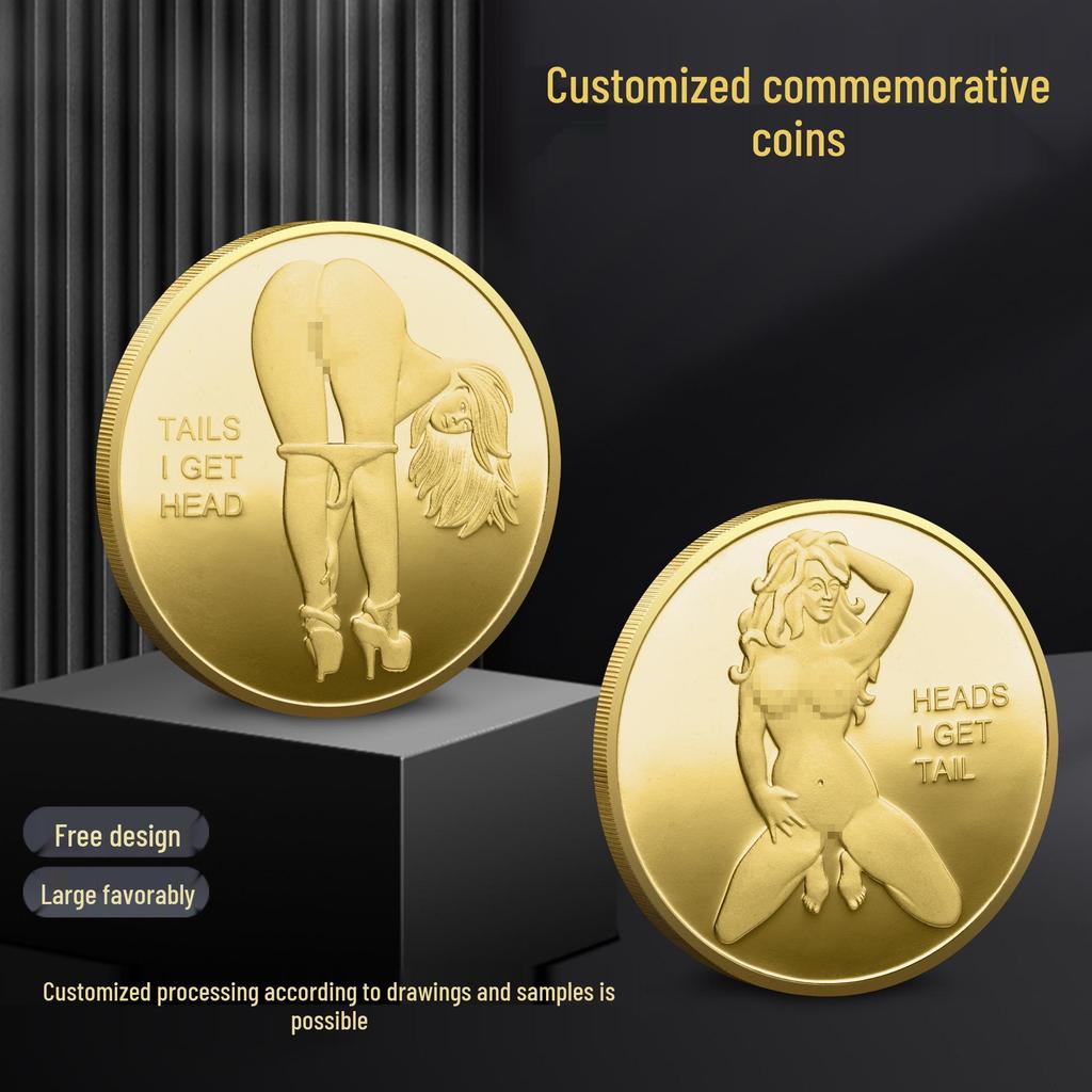 Gold-Plated Russian Sexy Girl Commemorative Coin - Silver-Plated Badge