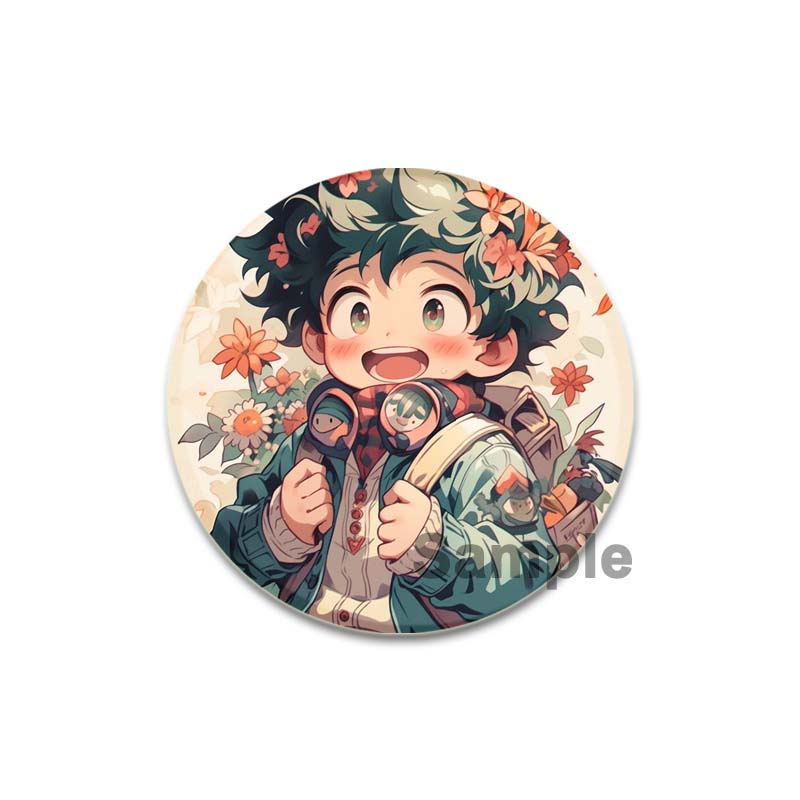 32/44/58mm Anime Figure Izuku Midoriya Round Brooch Clothing Lapel Pin Souvenir Soft Button Pins My Hero Academia Badge