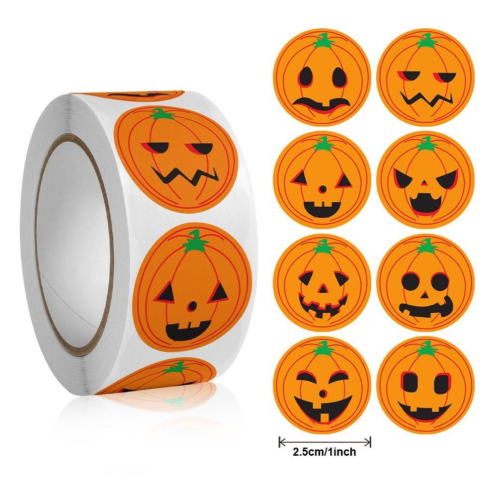 

500 pcs/roll Ghost Halloween Pumpkin Stickers No-dry Glue Halloween Label 500Pcs/Roll Gift S-3
