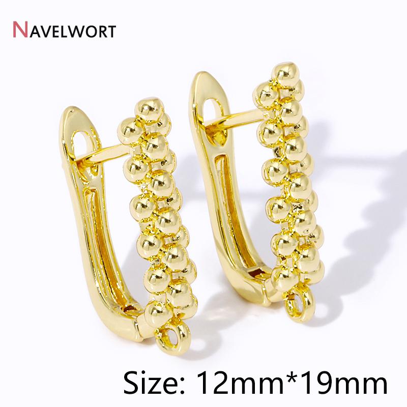 18K Gold Plated Brass Metal Earwires Basic Fasteners,Earring Fixtures,Inlaid Zircon Earring Hooks,Earring Making Supplies