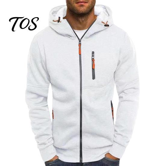 Casual Lightweight Outerwear Men Zip-up Hoodie, Athletic Hooded Jacket, Long Sleeve Sweatshirt Versatile Exercise Sports Jacket with Zippered Pockets