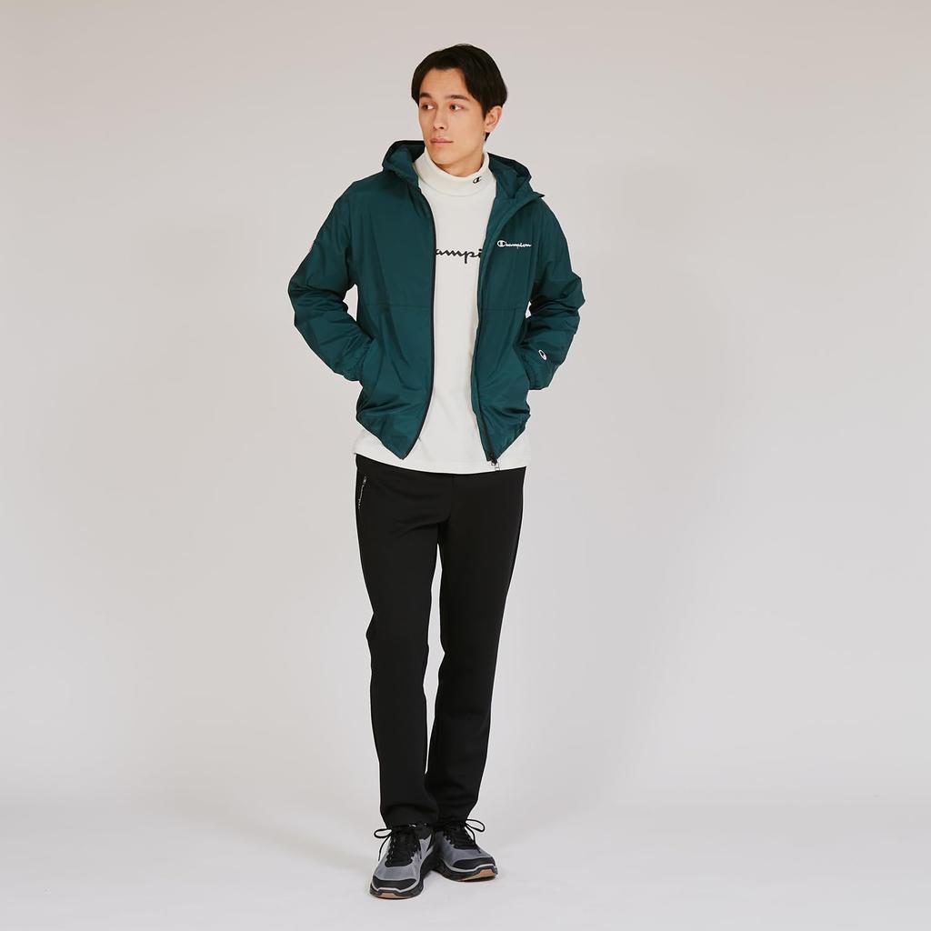 Champion Long Sleeve Stretch Windproof and Hooded Jacket with Embroidered Script Golf Water-Repellent Logo, Outerwear, C3-CG601-540-XL