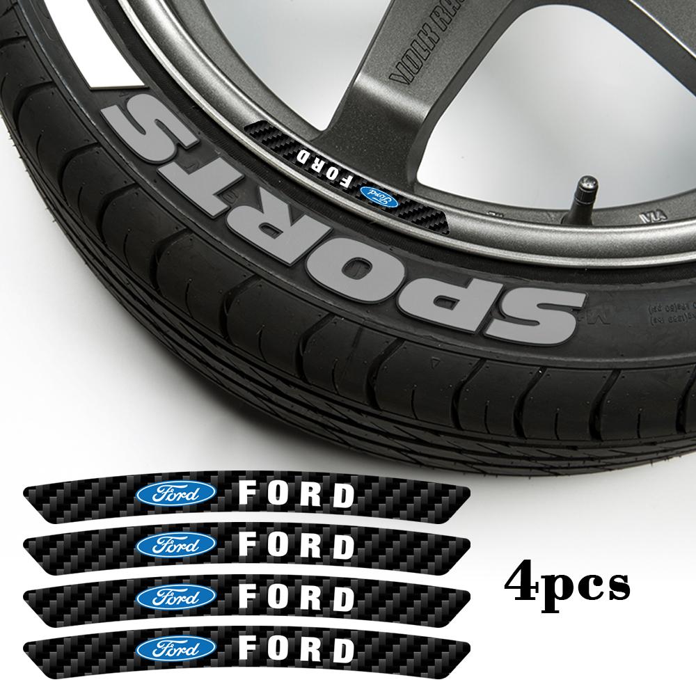 BAYR8 Car Badges Wheels Rims Stickers Auto Accessories For Ford Mustang Focus Mondeo Ecosport Fiesta Ranger Focus Fusion Mustang Kuga