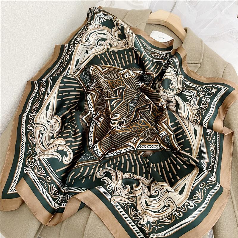 Three-dimensional Letter Printing New Small Square Scarf Accessories Silk Scarf Career Dress Neckerchief Versatile Silk Scarf