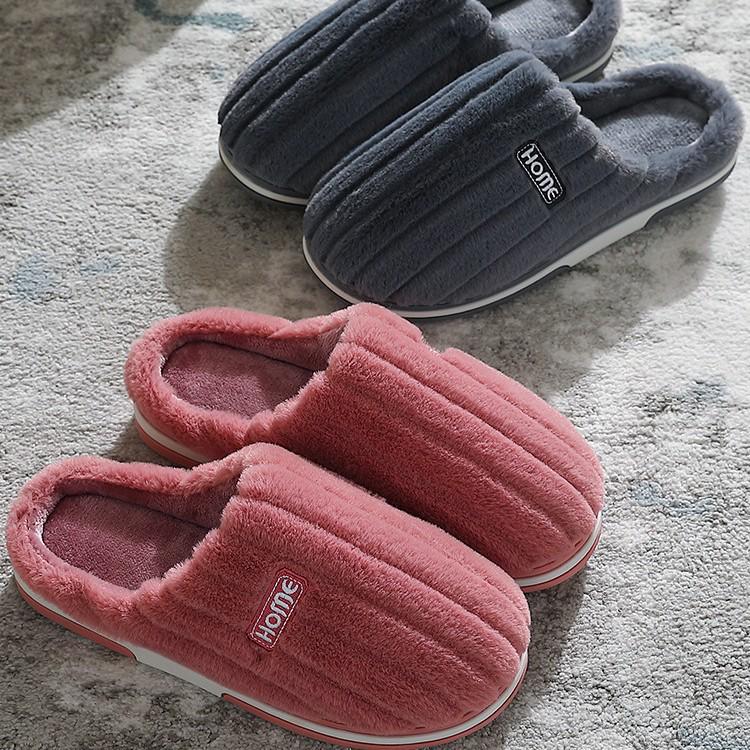 Men's Plush Non-Slip Indoor Slippers - Warm Winter Cotton with Thick Soles