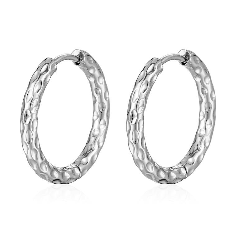 European-American Fashion Star Titanium Steel Round Women's 18K Gold-Plated Minimalist Stainless Steel Earrings
