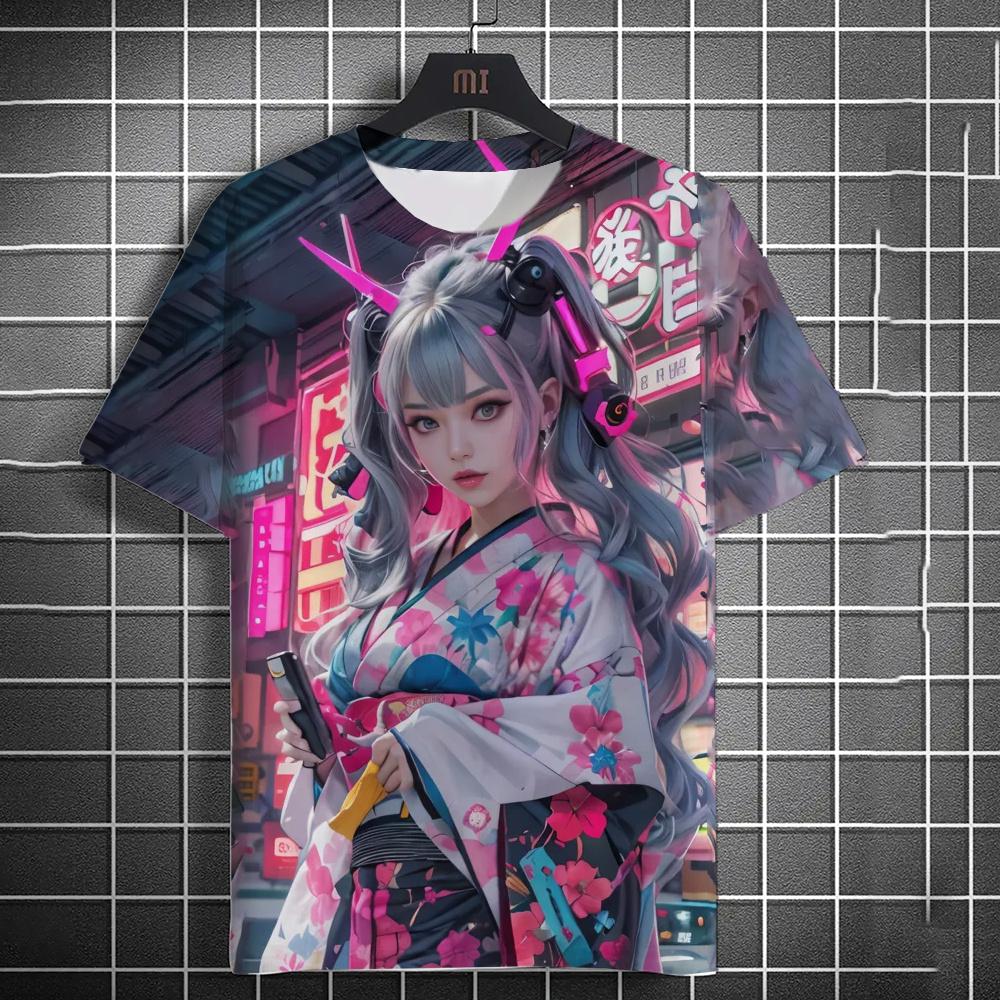Anime Girl Print T Shirt Men 3D Print Men's Clothing Harajuku Street Mens Clothing T-shirts for Men Anime Graphic T Shirts Tops