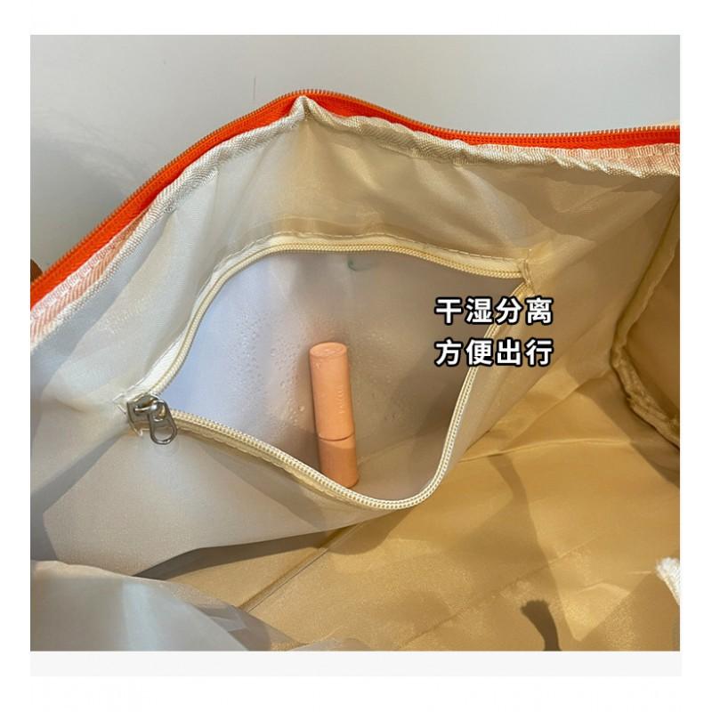 Fashion Contrast-color Diagonal Fitness Bag Large-capacity Travel Hand Luggage Light Outing Short Business