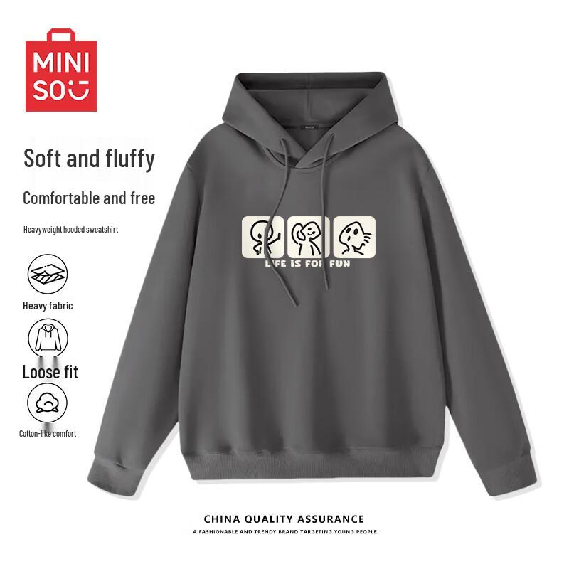 

Мужская толстовка пуловер с капюшоном Miniso в американском стиле с граффити, плотная 2XL