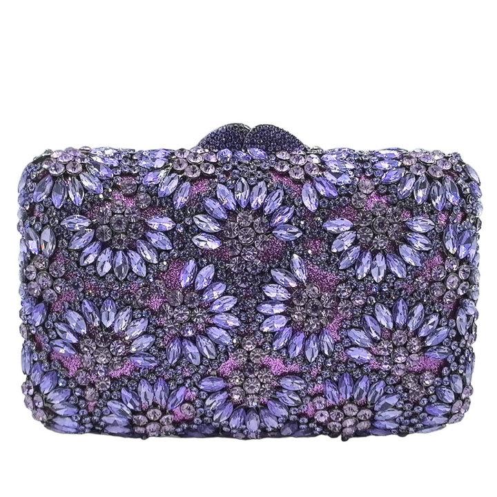 Boutique De FGG Green Rhinestone Clutch Purses for Women,Flower Evening Bags and Clutches, Formal Wedding Clutch Minaudiere Bags