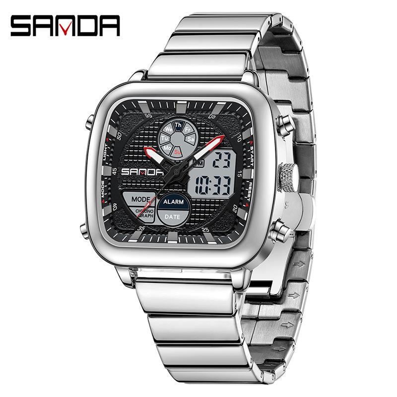 Sanda Multifunctional Men's Luminous Waterproof Electronic Alarm Watch