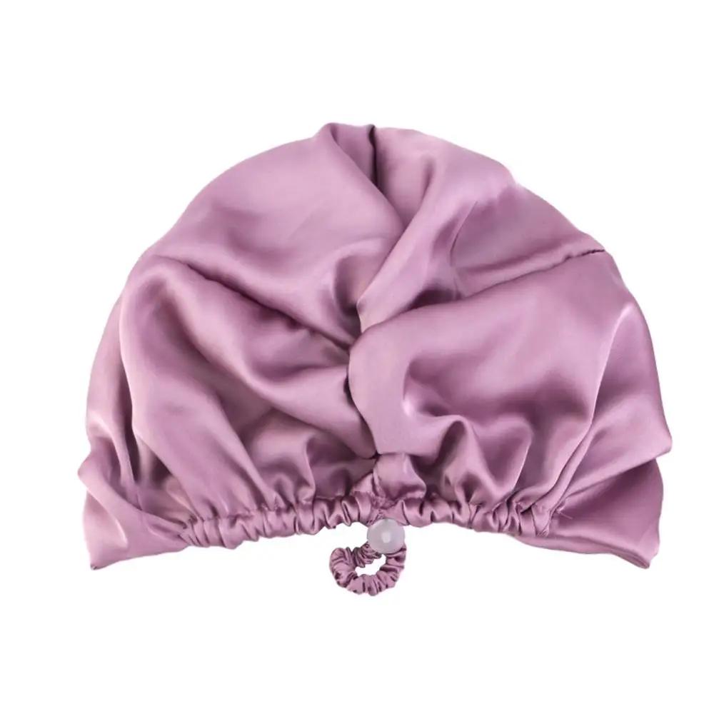 Silk Bonnet For Sleeping Women Satin Hair Bonnet Night Sleep Cap Scarf Wrap For Curly Hair With Tie Band Solid Silk Turban Hat