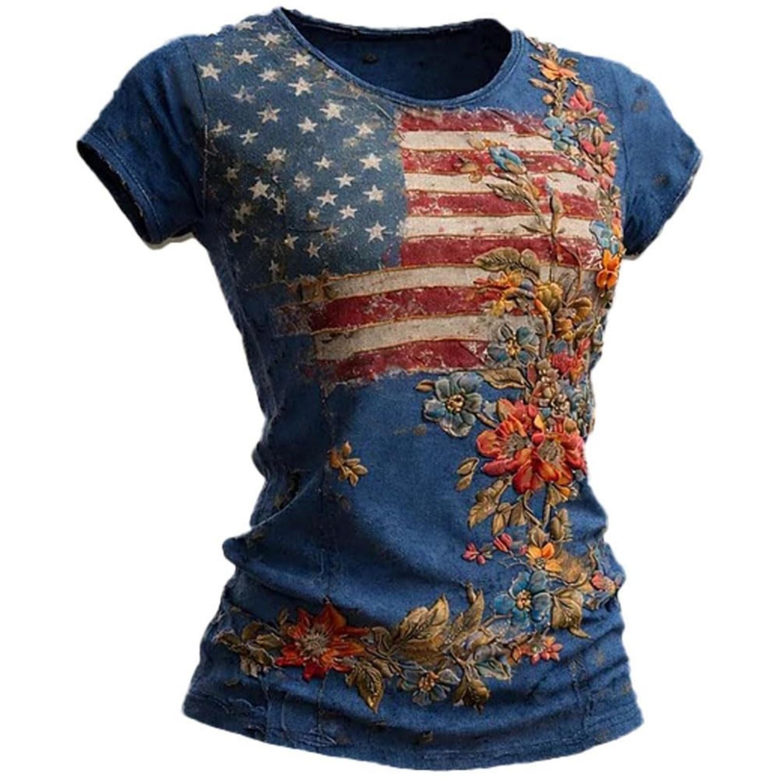 

Women s Casual And Fashionable Short-sleeved Printed T-shirt Top S синій