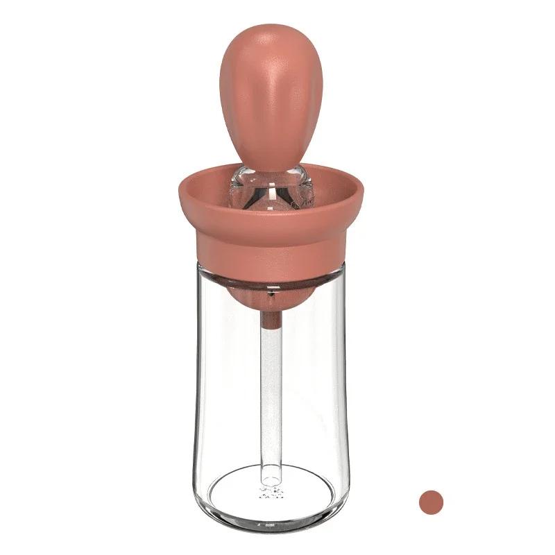 2 in 1 Silicone Dropper Quantitative Oil Dispenser Glass Bottle with Silicone Brush Kitchen Cooking Baking BBQ Pancake Tools красный