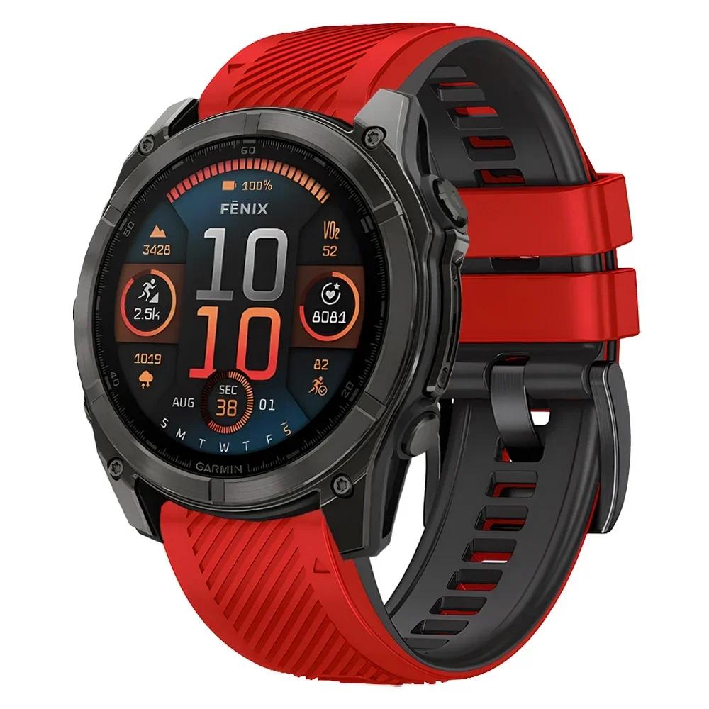 Two-Tone Silicone Watch Band For Garmin Fenix 8 E 47mm Accessories For Garmin Enduro 3 / Fenix8 51mm QuickFit 26mm 22mm Strap