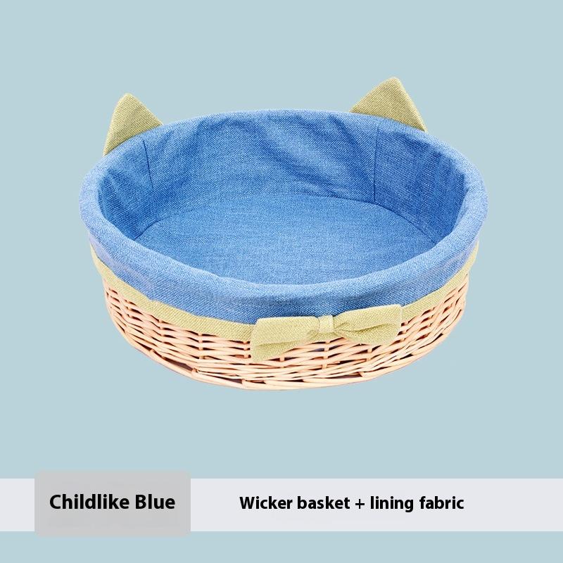 

Handwoven Rattan Cat Bed Non-Straw Pet House for Short Hair Siamese Ragdoll Persian Fold Cats