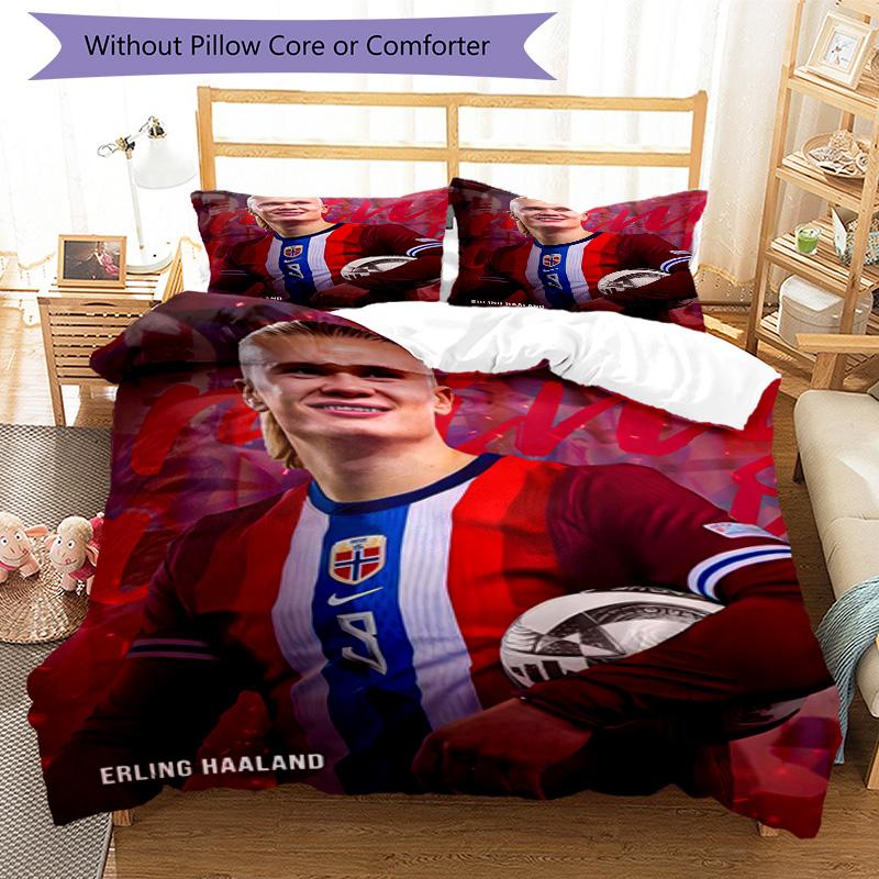 3pcs Haaland9 Design Cover Set - HD Printed Bedding with 1 Cover and 2 Pillowcases - Perfect for Home and Dorm Decor