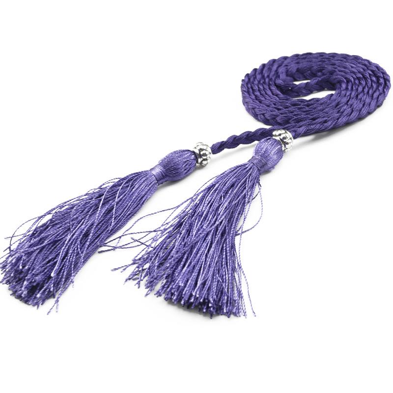 Damesleren riem in Koreaanse stijl met strik en kwastje tailleketting