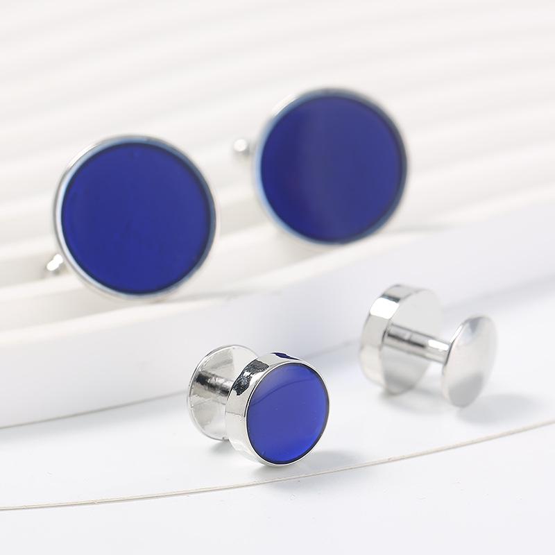 Black Baked Paint Cufflinks & Tuxedo Shirt Studs 8-Piece Set