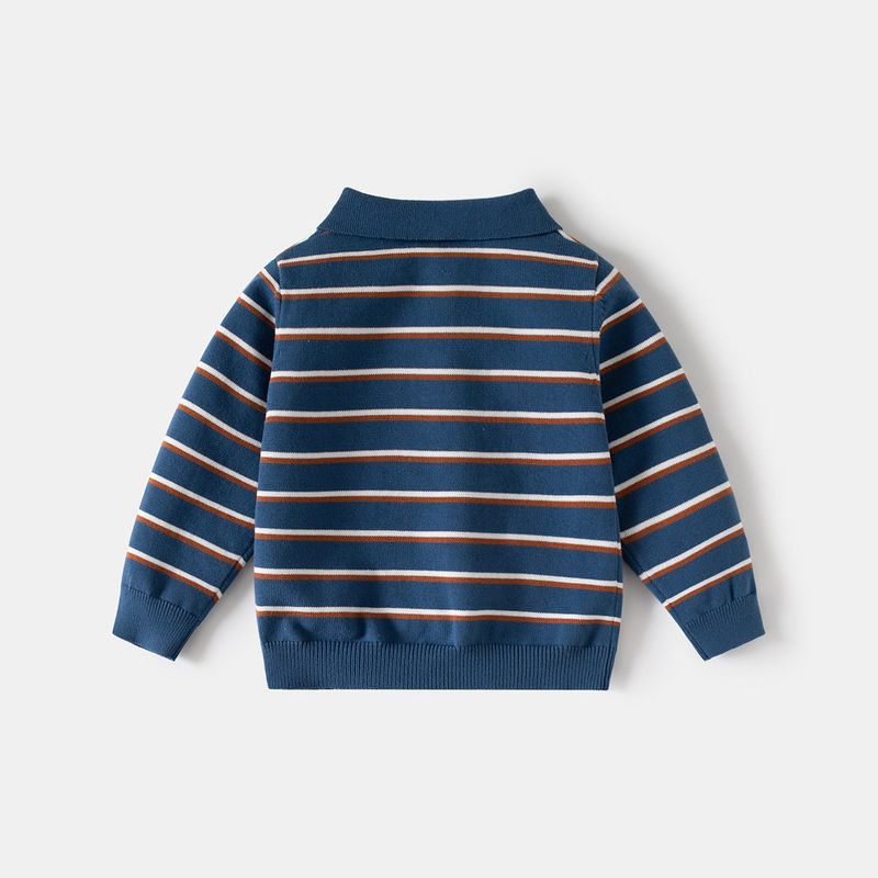 Korean Style Polo Collar Preppy Style Children's Knitwear Spring and Autumn Boys' Collared Knitwear Baby Loose Sweater